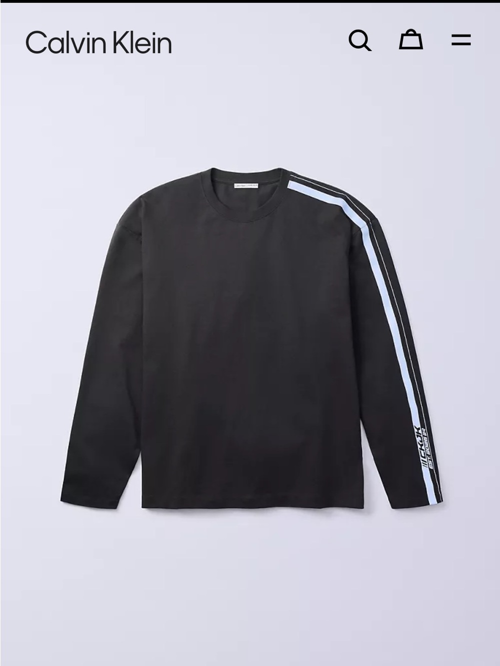 Calvin Klein x Jung Kook black long sleeve shirt with racing stripe